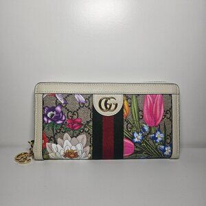 Gucci GG Flora Ophidia Zip Wallet with Authenticity Certificate